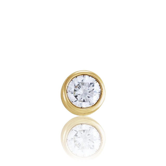 14K Bezel Setting Round Diamond Studs 14K Gold / 0.25 ctw (Pair)