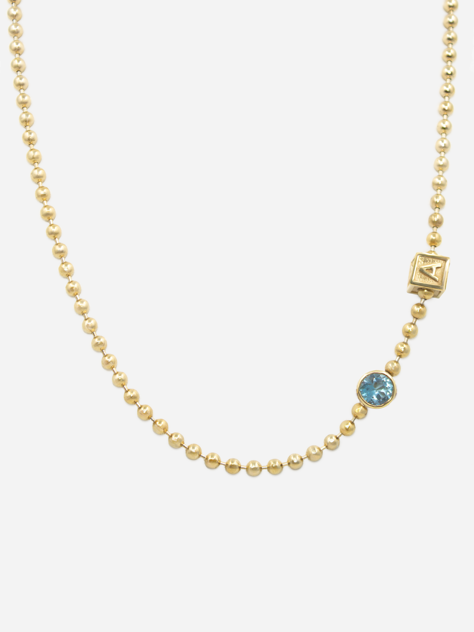 Birthstone Letter Block Necklace
