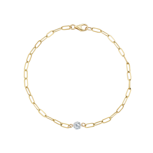 Floating Diamond Paperclip Bracelet