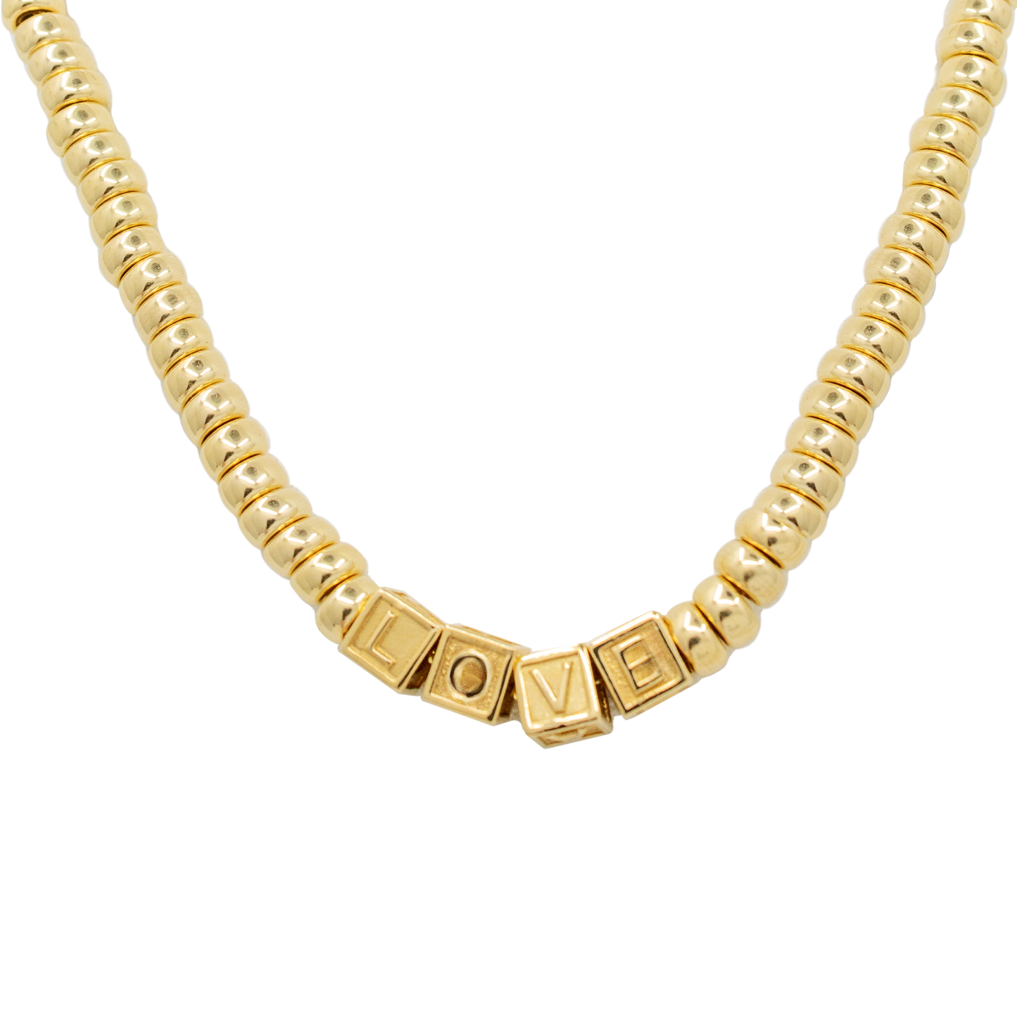 Beaded Baby Block Letters Necklace