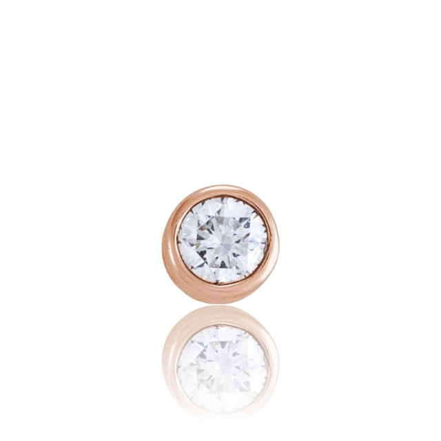 Round Bezel Set Diamond Stud - Flat Back