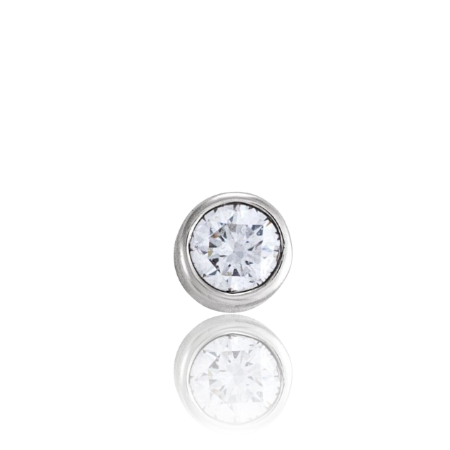 Round Bezel Set Diamond Stud - Flat Back