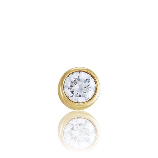 Round Bezel Set Diamond Stud - Flat Back