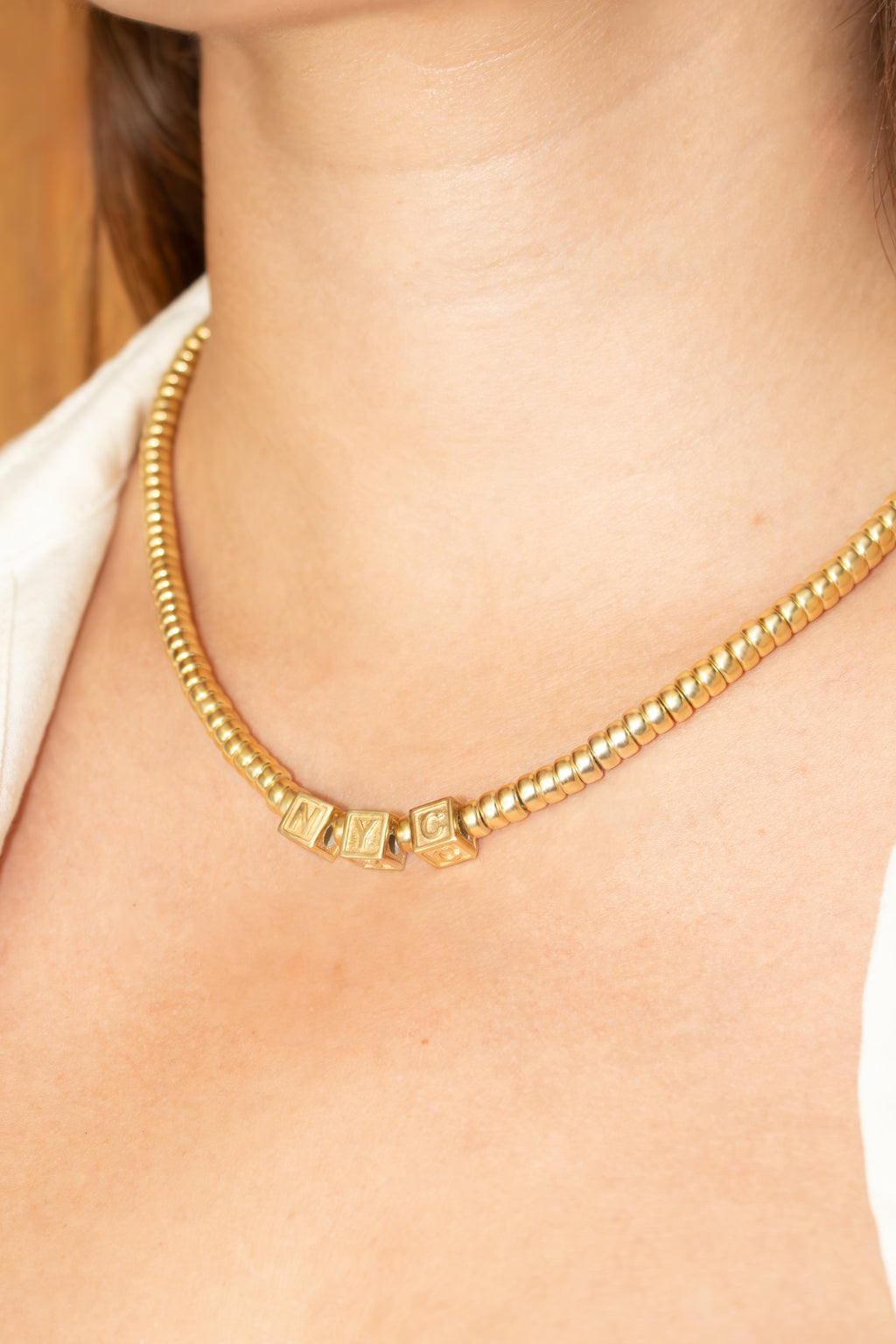 Beaded Letter Block Necklace