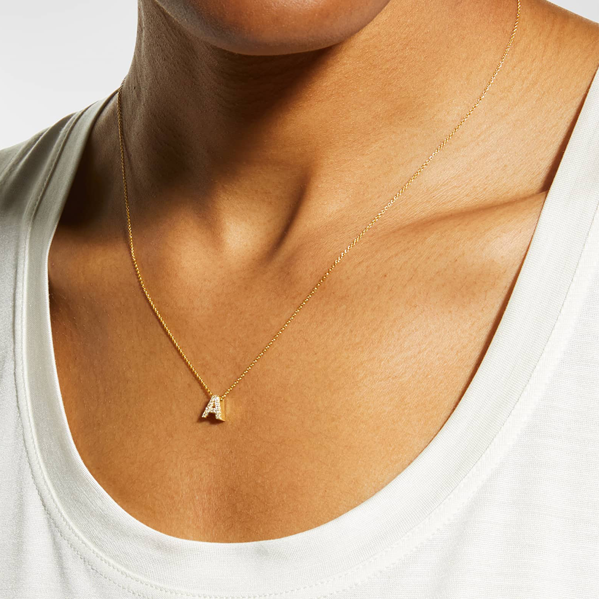 Initial Diamond Pave Necklace