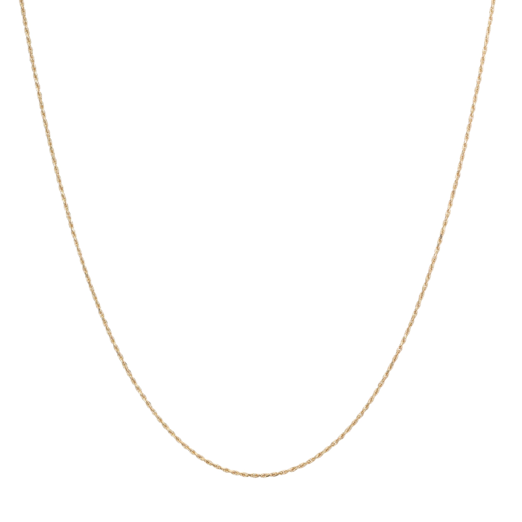 14k solid gold thin dainty rope chain necklace